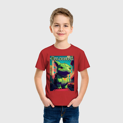 Детские хлопковые футболки Бульбазавр