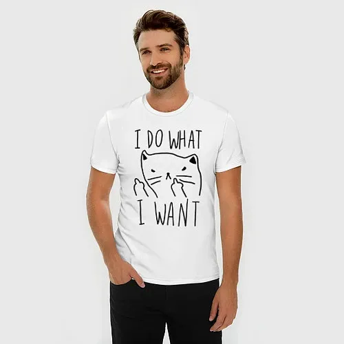 Мужские приталенные футболки с котами и кошками