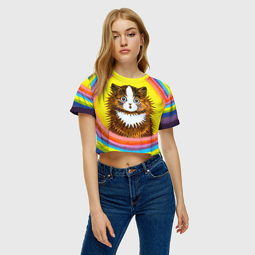 Женские укороченные футболки с котами и кошками