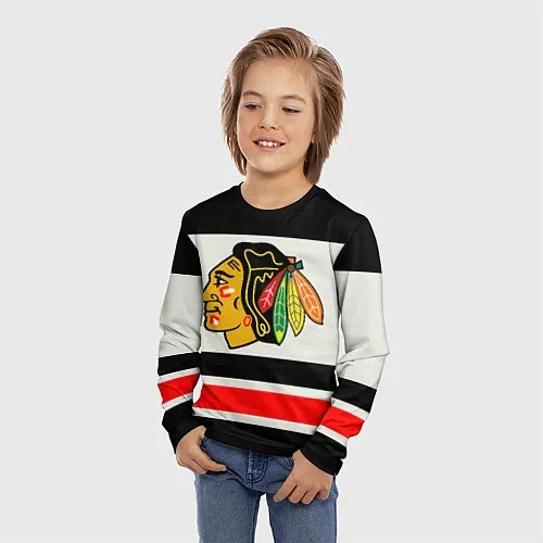 Детские футболки с рукавом Чикаго Блэкхокс