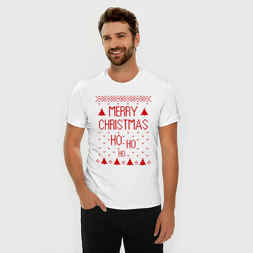 Рождественские мужские приталенные футболки