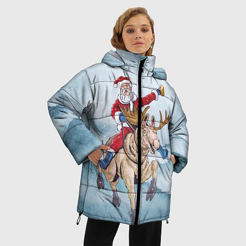 Женские зимние куртки c Дедом Морозом