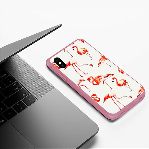 Чехлы для iPhone XS Max с фламинго