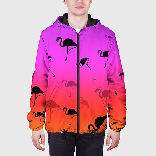 Мужские куртки с капюшоном с фламинго
