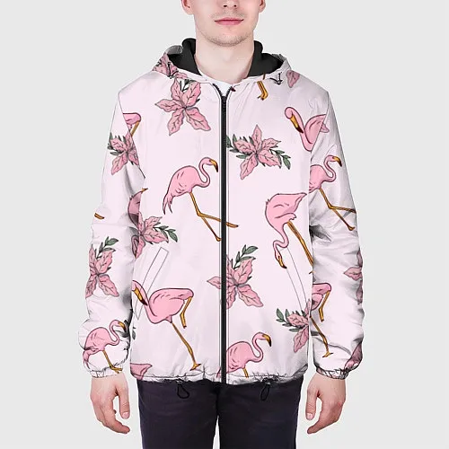 Мужские куртки с капюшоном с фламинго