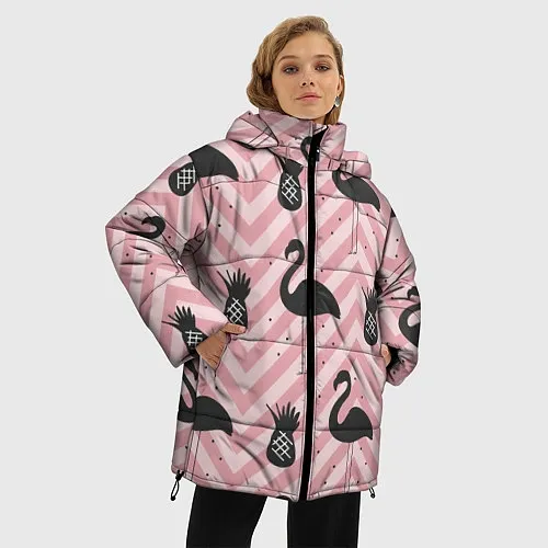Женские куртки с капюшоном с фламинго
