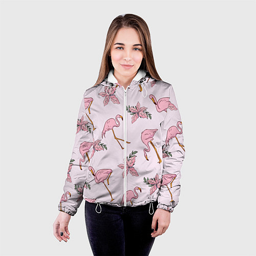 Женские куртки с капюшоном с фламинго