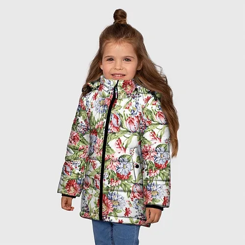 Детские зимние куртки с цветами