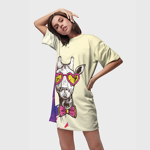 Женские длинные футболки с жирафами