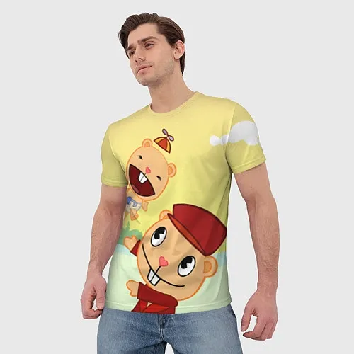 Мужские 3D-футболки Happy Three Friends