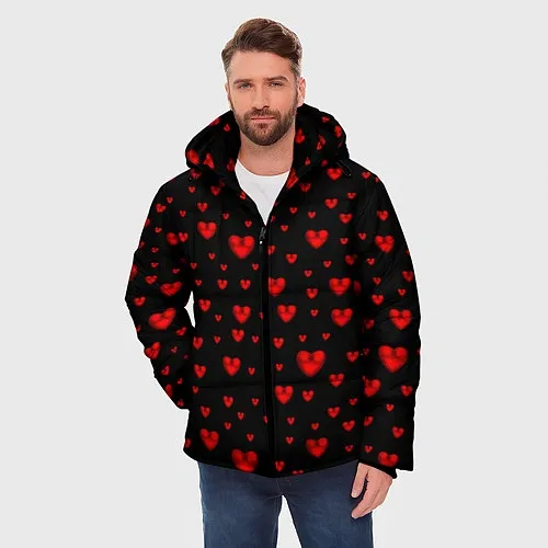 Мужские куртки с капюшоном с сердцами