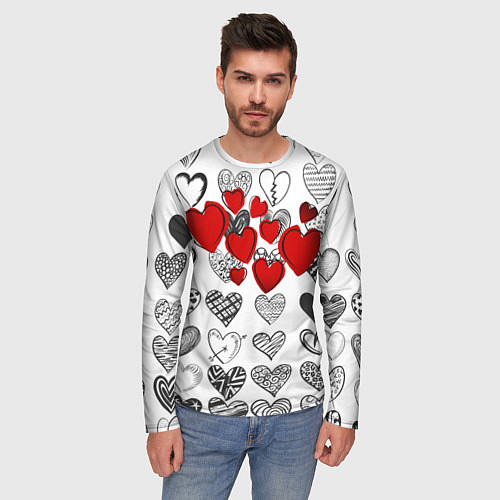 Мужские футболки с рукавом с сердцами