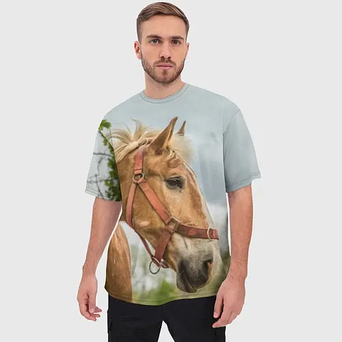Мужские футболки оверсайз с лошадьми