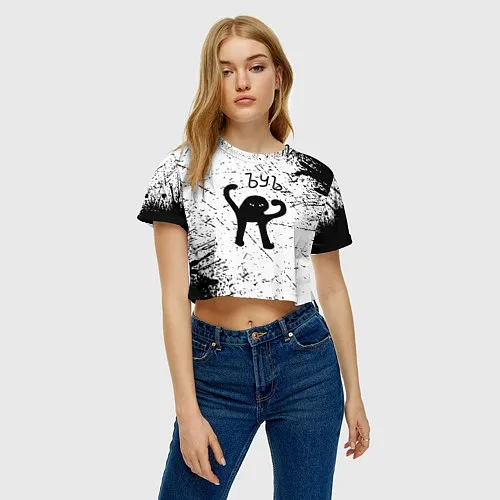 Женские укороченные футболки с интернет-приколами
