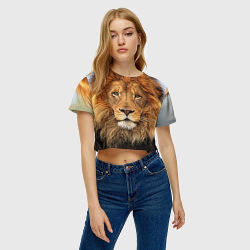 Женские укороченные футболки со львами