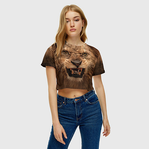 Женские укороченные футболки со львами