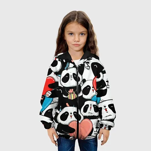 Детские куртки с капюшоном с пандами
