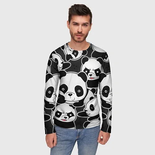 Мужские футболки с рукавом с пандами