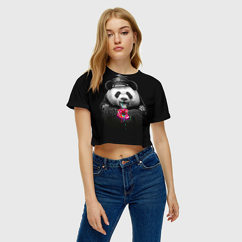 Женские укороченные футболки с пандами