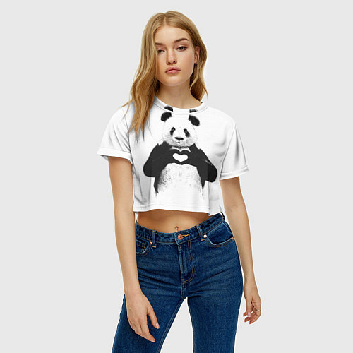 Женские укороченные футболки с пандами