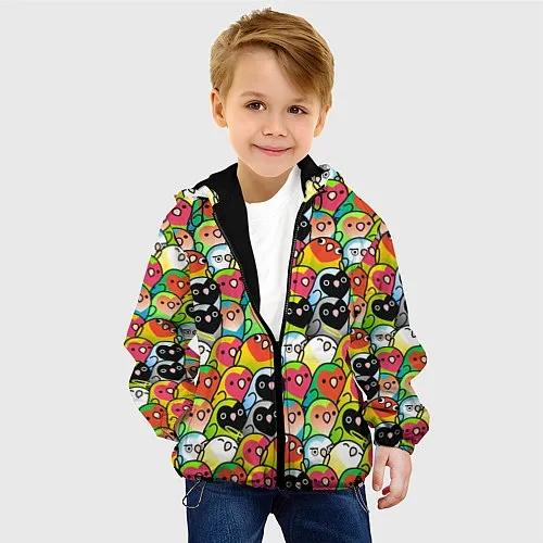 Детские куртки с капюшоном с попугаями