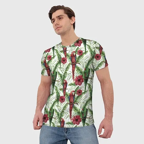 Мужские 3D-футболки с попугаями