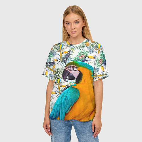 Женские футболки оверсайз с попугаями
