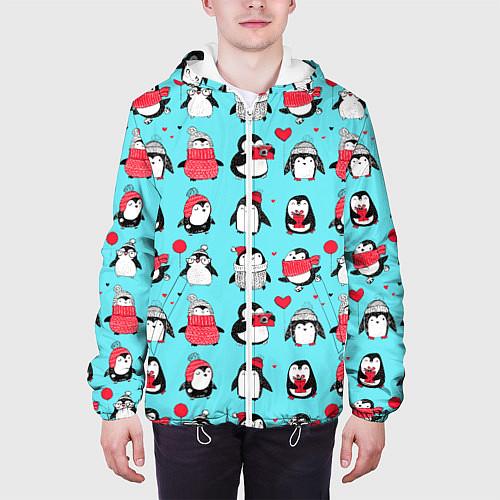 Мужские куртки с капюшоном с пингвинами