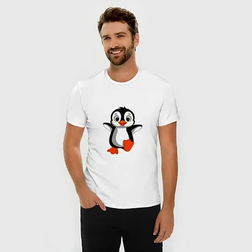 Мужские приталенные футболки с пингвинами
