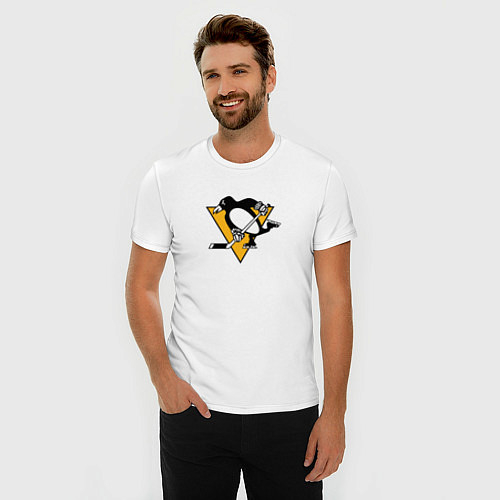 Мужские приталенные футболки Питтсбург Пингвинз