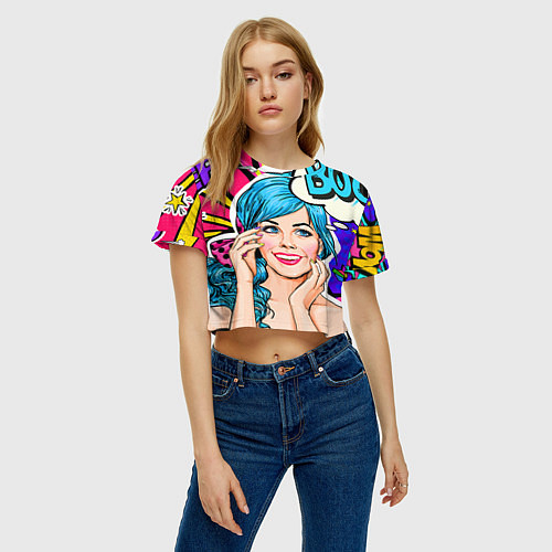 Женские укороченные футболки поп-арт