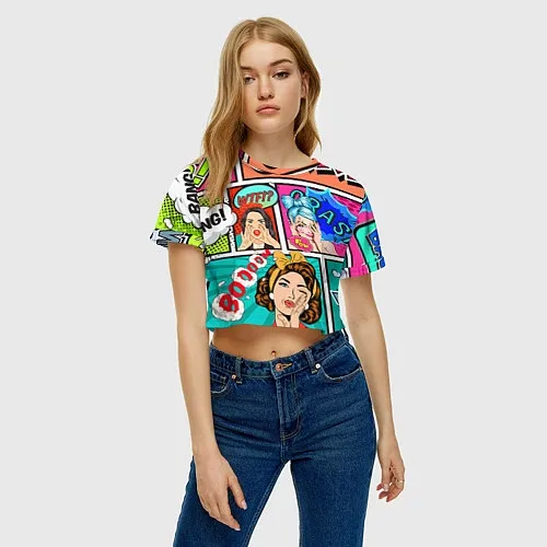 Женские укороченные футболки поп-арт