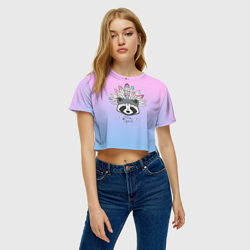 Женские укороченные футболки с енотами