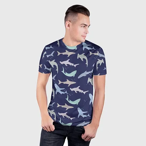 Мужские 3D-футболки с акулами