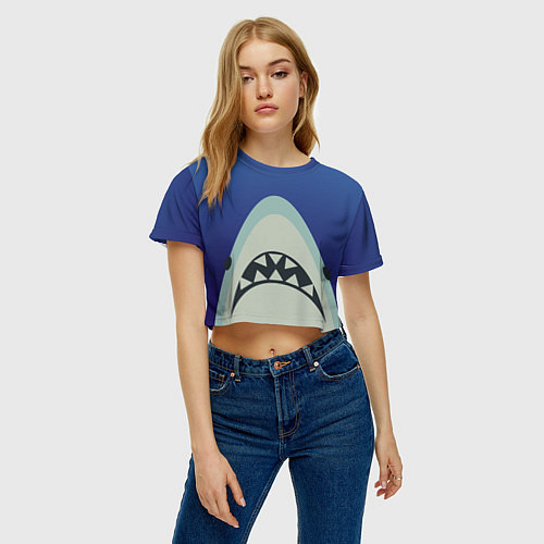 Женские укороченные футболки с акулами