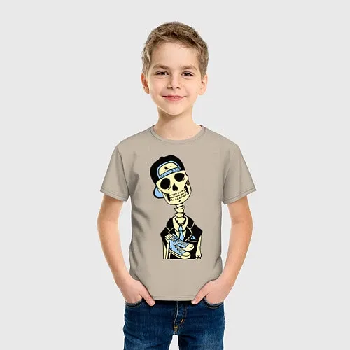 Детские хлопковые футболки со скелетами