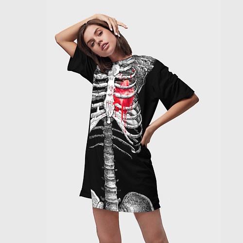 Женские длинные футболки со скелетами