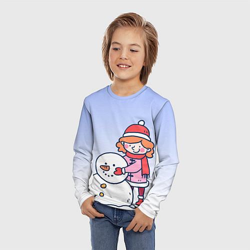 Детские футболки с рукавом cо снеговиками