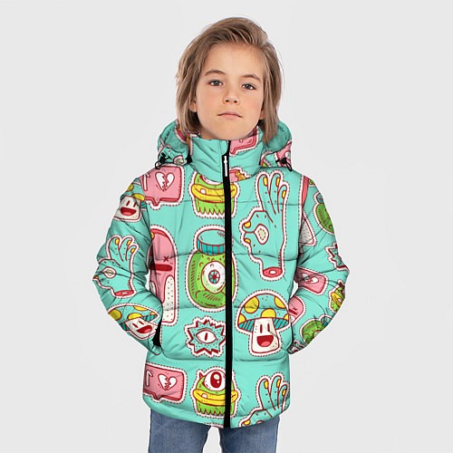 Детские зимние куртки со стикерами