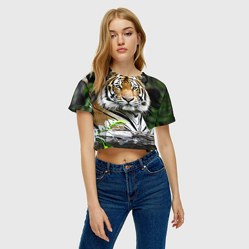 Женские укороченные футболки с тиграми