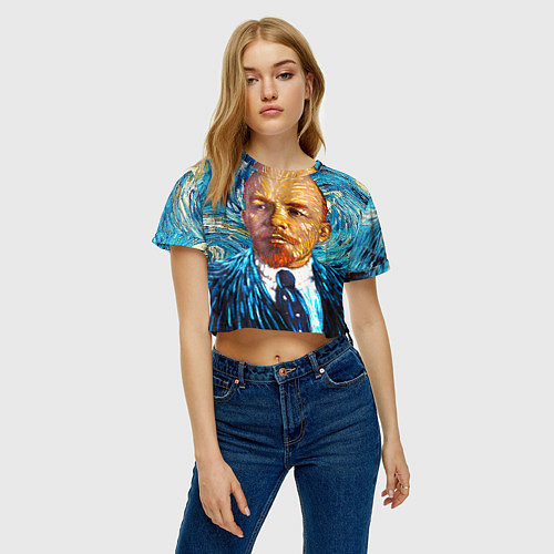 Женские укороченные футболки Владимир Ленин