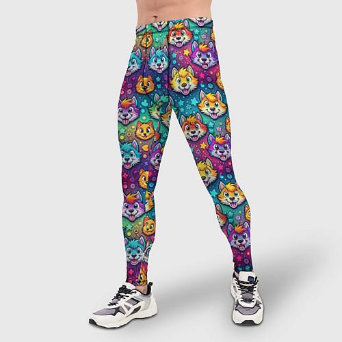 Мужские тайтсы-леггинсы с волками