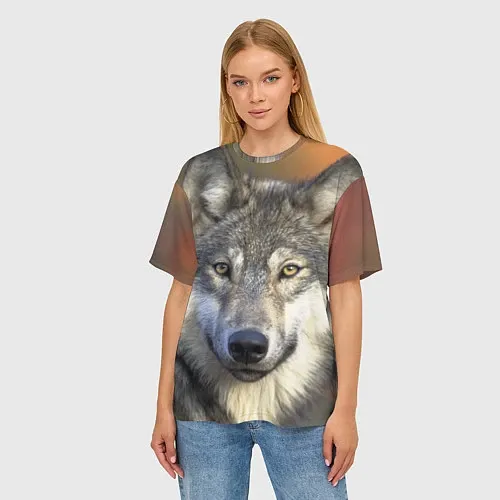 Женские футболки оверсайз с волками