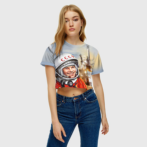 Женские укороченные футболки Юрий Гагарин