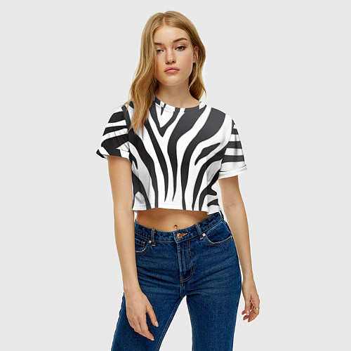 Женские укороченные футболки с зебрами